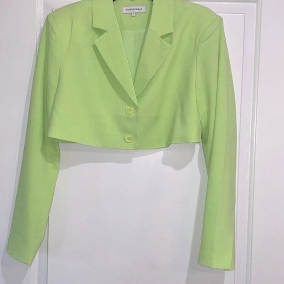 WeWoreWhat lime green wide leg pant suit and jacket size 4 - Picture 15 of 16